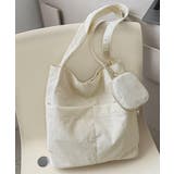 アイボリー | ミニポーチ付き コーデュロイトートバッグ | ad thie