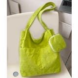 ライトグリーン | ミニポーチ付き コーデュロイトートバッグ | ad thie