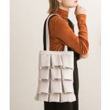 アイボリー | エコレザー フリルトートバッグ | ad thie