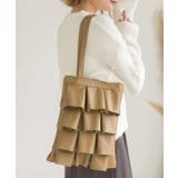 ベージュ | エコレザー フリルトートバッグ | ad thie