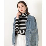 袖ボタン ハイネック ボーダーリブニット | ad thie | 詳細画像10 