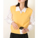 イエロー | ふんわりやわらかVネックニットベスト | ad thie