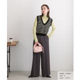 Vネック・ショート丈 ボーダーニットベスト | ad thie | 詳細画像11 