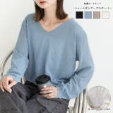 畦編み・Vネック ショート丈シアープルオーバー | ad thie | 詳細画像1 