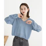 畦編み・Vネック ショート丈シアープルオーバー | ad thie | 詳細画像17 