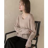 畦編み・Vネック ショート丈シアープルオーバー | ad thie | 詳細画像23 