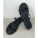 ブラック | ストラップデザイン フラットサンダル | ad thie