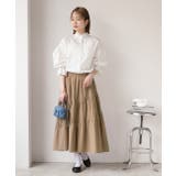 ギャザーデザイン フレアロングスカート | ad thie | 詳細画像6 