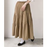 ベージュ | ギャザーデザイン フレアロングスカート | ad thie