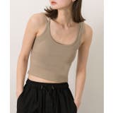 ライトカーキ | ダブルストラップ クロップドタンクトップ | ad thie