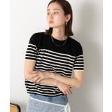 カラーボーダー 半袖ニット | ad thie | 詳細画像3 
