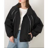 ブラック | 配色パイピングライトブルゾン | ad thie