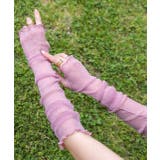 パープル | サムホール ラメシアーアームカバー | ad thie