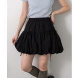 ブラック | リボン付き バルーンミニスカート | ad thie