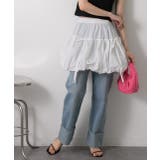 オフホワイト | リボン付き バルーンミニスカート | ad thie