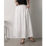 オフホワイト | リボンデザイン ワッシャーフレアスカート | ad thie