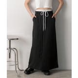 ブラック | ダブルウエスト Iラインスカート | ad thie