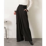 ブラック | バラモチーフ付き とろみワイドパンツ | ad thie