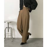 ブラウン | バラモチーフ付き とろみワイドパンツ | ad thie