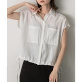 オフホワイト | 裾リボン フレンチスリーブシャツ | ad thie