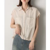 ナチュラル | 裾リボン フレンチスリーブシャツ | ad thie