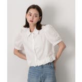 パフスリーブ ヘムフリルショートブラウス | ad thie | 詳細画像12 