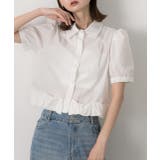 パフスリーブ ヘムフリルショートブラウス | ad thie | 詳細画像13 