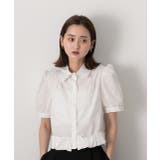 パフスリーブ ヘムフリルショートブラウス | ad thie | 詳細画像19 