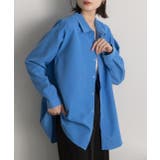 ブルー | オーバーサイズ ベーシックカラーシャツ | ad thie