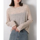 ベージュ | クルーネック ドット柄 カットソー | ad thie