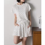 オフホワイト | ドット柄・半袖 ルームウエア | ad thie