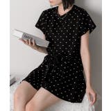 ブラック | ドット柄・半袖 ルームウエア | ad thie