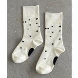 ブラック | ミニハート刺繍ソックス | ad thie