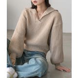 ベージュ | ポロショート ニットプルオーバー | ad thie