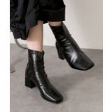 ブラック | スクエアトゥ  ショートブーツ | ad thie