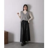 レザーライク ロングスカート | ad thie | 詳細画像5 