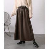 ブラウン | レザーライク ロングスカート | ad thie