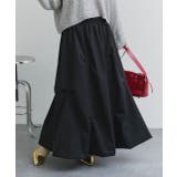 ブラック | ランダムタックフレアスカート | ad thie