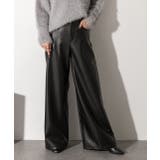 ブラック | レザーライクパンツ | ad thie