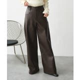 ダークブラウン | レザーライクパンツ | ad thie