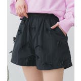 ブラック | リボンナイロンショートパンツ | ad thie