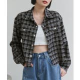 ブラック | ショート丈チェックシャツ | ad thie