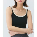 ブラック | カップ付きレイヤードキャミソール | ad thie