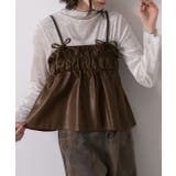 ブラウン | リボンデザイン ギャザーキャミソール | ad thie