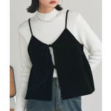 ブラック | リボンデザイン ベロアキャミソール | ad thie