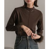 ブラウン | ファースリーブ ハイネックトップス | ad thie
