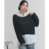 ブラック | ドロップショルダーニットプルオーバー | ad thie