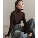 サムホール付き 配色ラインタートルニット | ad thie | 詳細画像28 