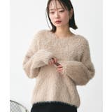 ベージュ | ラメシャギー Vネックニット | ad thie