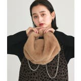 ベージュ | チェーンストラップ付き ラウンドファーバッグ | ad thie